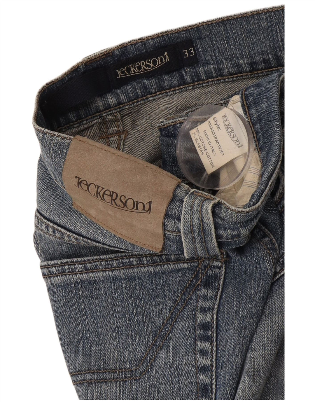 Jeckerson Mens Straight Jeans W33 L29 Blue Cotton