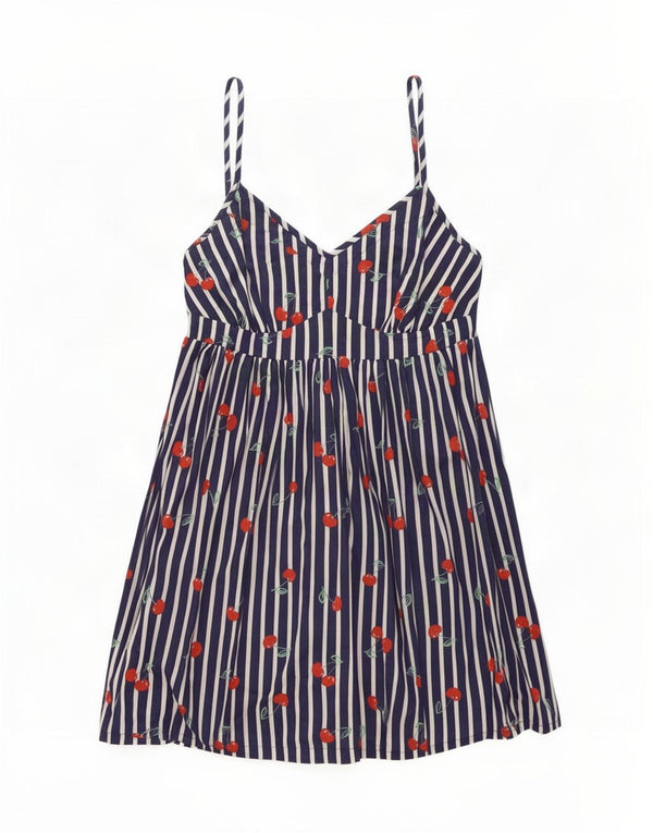 Marks & Spencer Womens Sundress UK 16 Large Navy Blue Striped Cotton