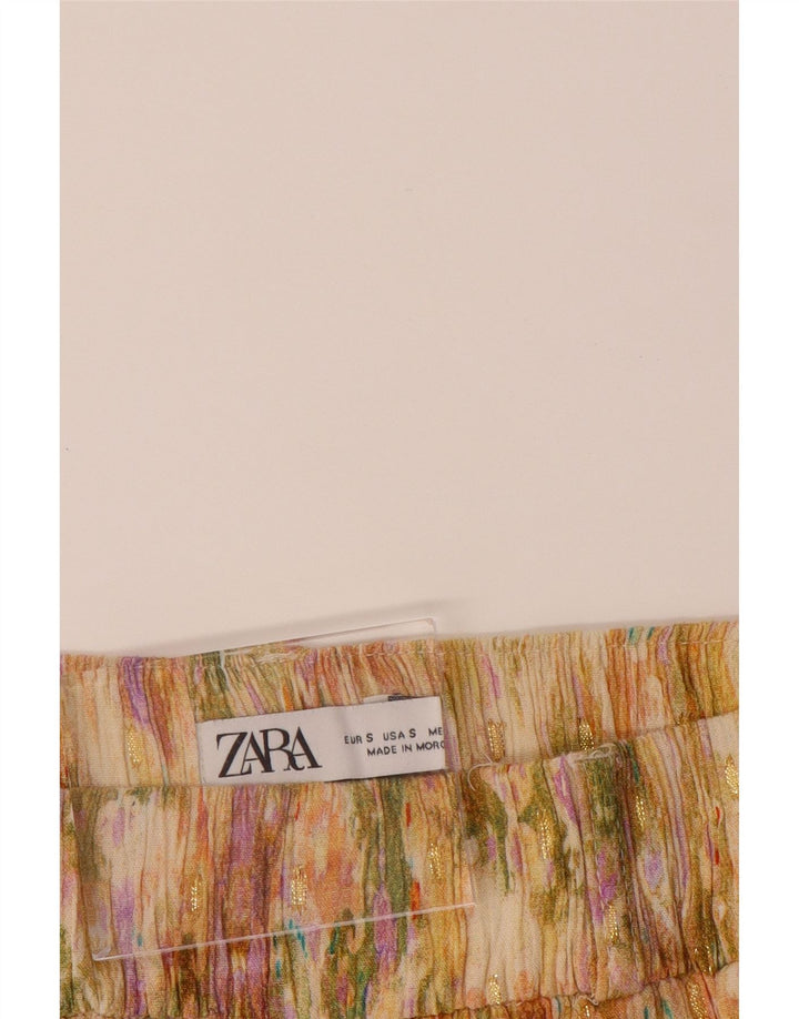 ZARA Womens Straight Cropped Trousers Small W28 L23 Multicoloured Tie Dye Vintage Zara and Second-Hand Zara from Messina Hembry 