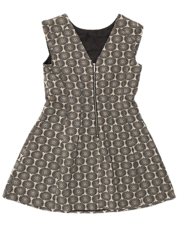 Oasis Womens A-Line Dress UK 14 Medium Navy Blue Floral Cotton