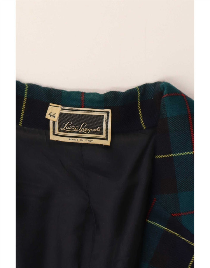 Luisa Spagnoli Womens 2 Button Blazer Jacket IT 44 Medium Blue Check Wool