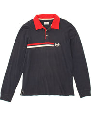 SERGIO TACCHINI Mens Long Sleeve Polo Shirt Large Navy Blue Cotton