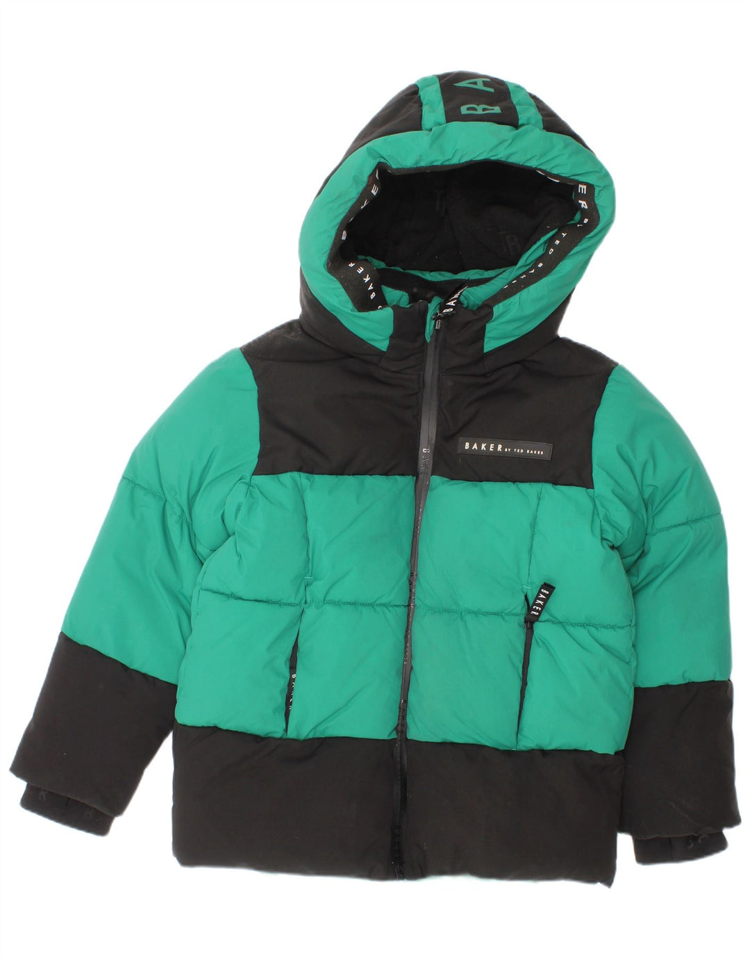 Ted Baker Boys Graphic Hooded Padded Jacket 4-5 Years Green Colourblock