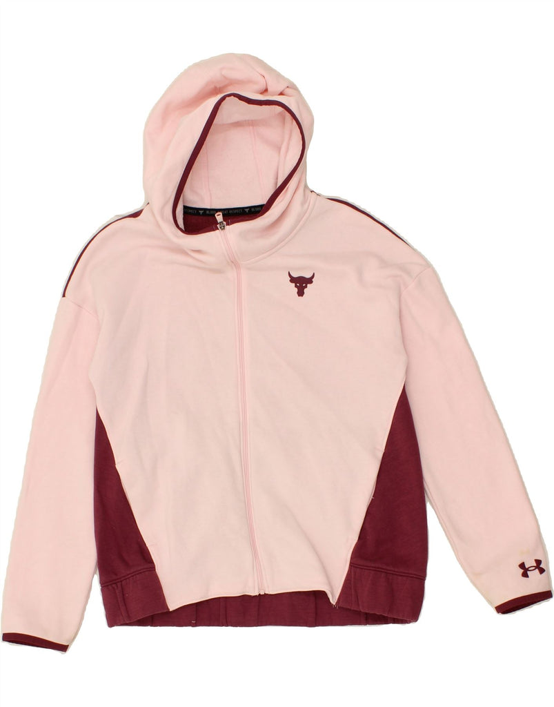 UNDER ARMOUR Girls Zip Hoodie Sweater 11-12 Years Large Pink Colourblock Vintage Under Armour and Second-Hand Under Armour from Messina Hembry 