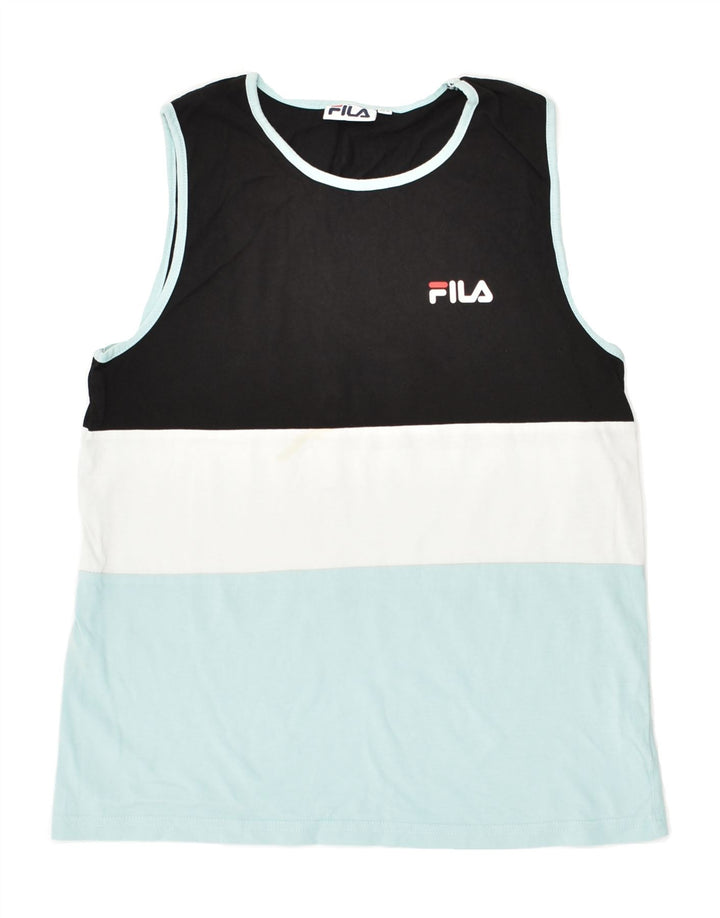 FILA Boys Graphic Vest Top 11-12 Years Black Colourblock Cotton | Vintage Fila | Thrift | Second-Hand Fila | Used Clothing | Messina Hembry 