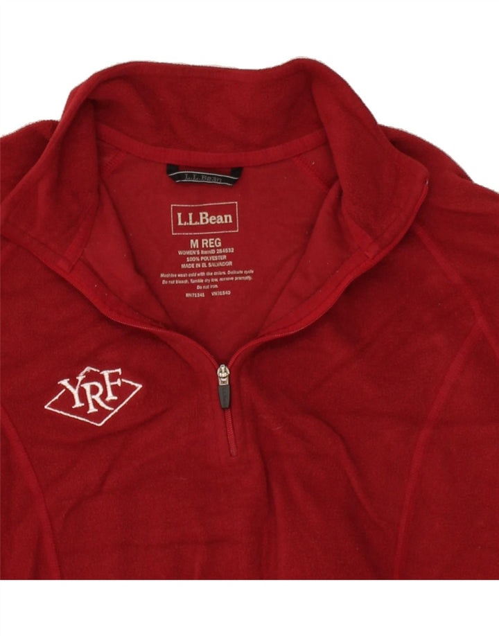 L.L.BEAN Womens Zip Neck Fleece Jumper UK 14 Medium Red Polyester Vintage L.L.Bean and Second-Hand L.L.Bean from Messina Hembry 