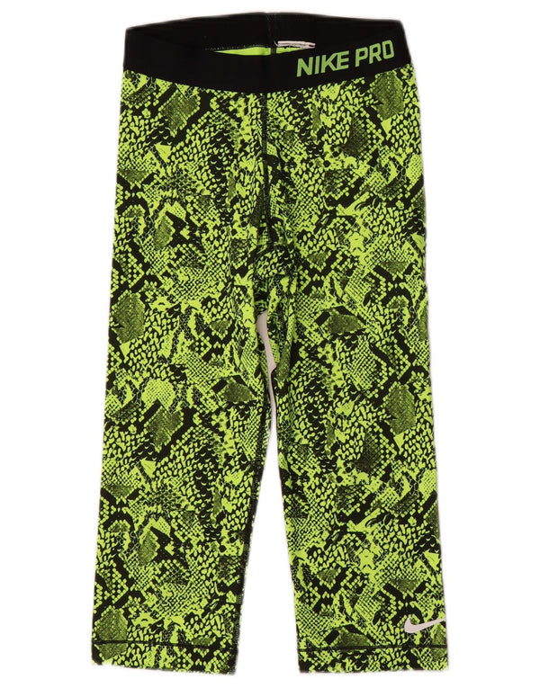 Nike Womens Dri Fit Graphic Capri Leggings UK 10 Small  Green Animal Print
