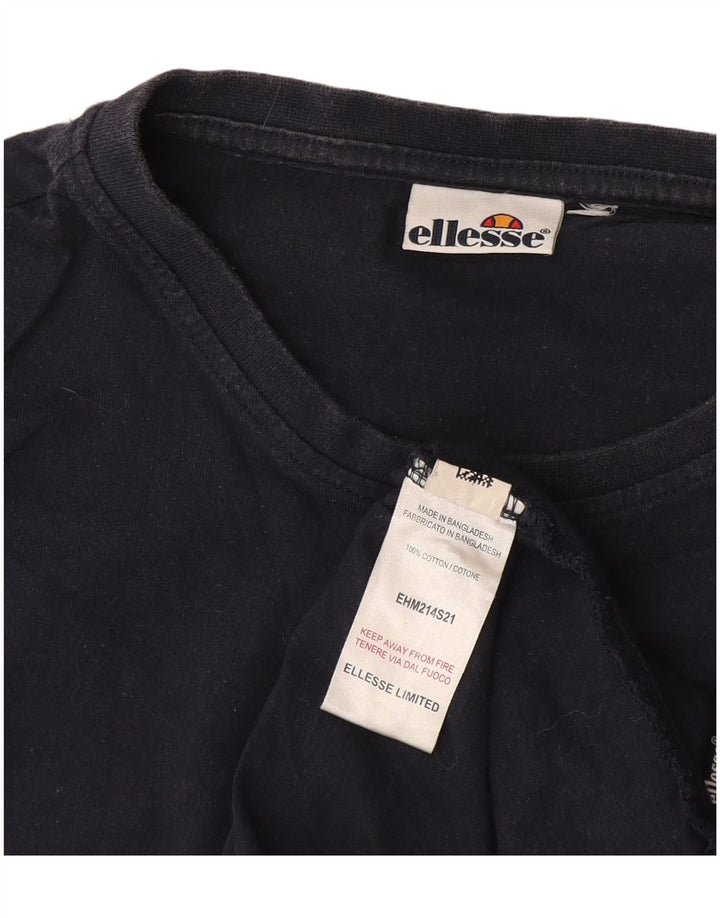 Ellesse Mens T-Shirt Top Small Navy Blue Striped Cotton