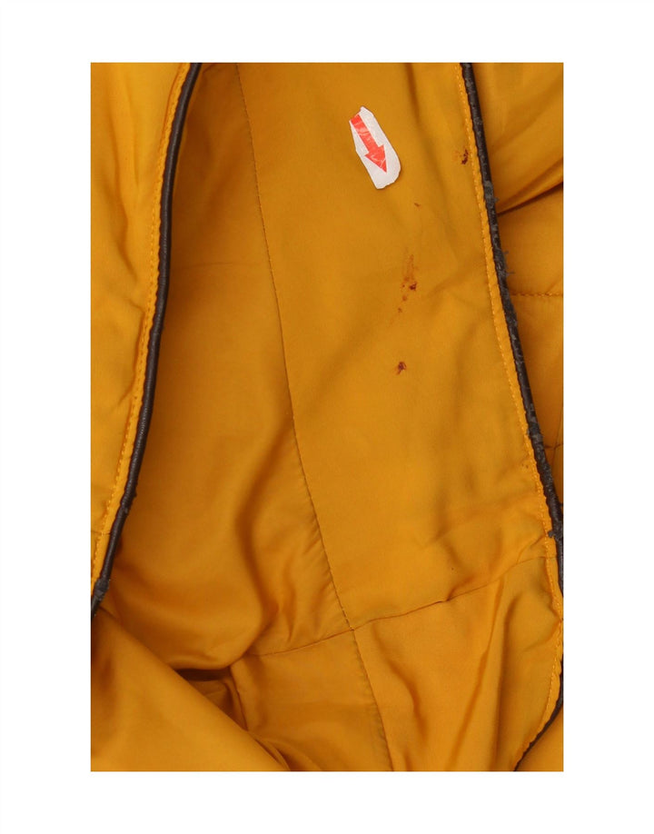 Zara Womens Crop Hooded Padded Jacket UK 10 Small Yellow Polyester