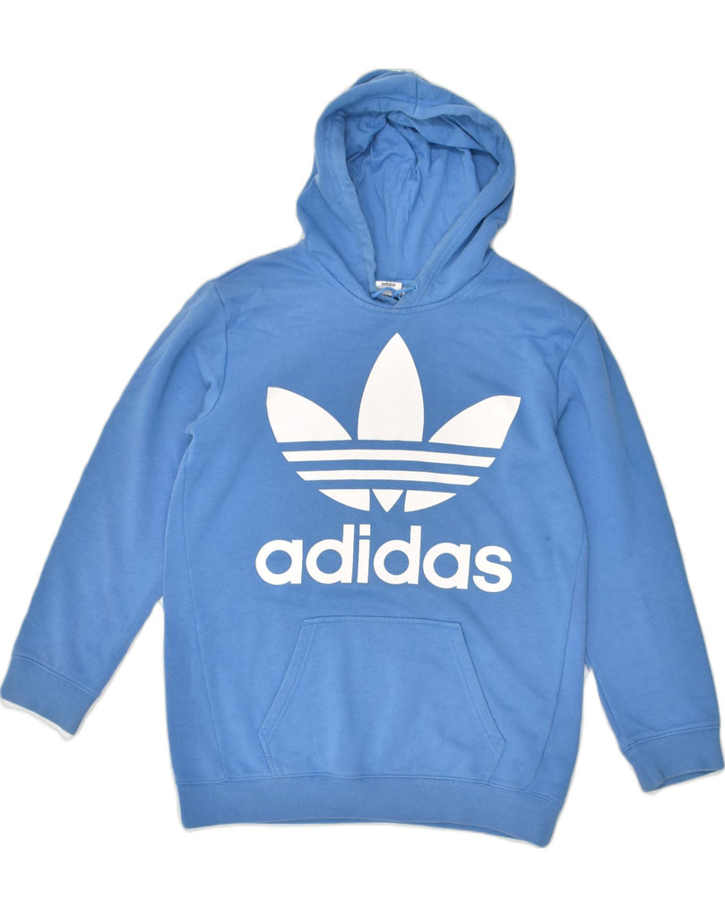 ADIDAS Womens Graphic Hoodie Jumper UK 6 XS Blue Cotton | Vintage Adidas | Thrift | Second-Hand Adidas | Used Clothing | Messina Hembry 