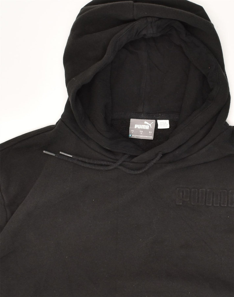 PUMA Mens Hoodie Jumper Large Black Cotton | Vintage Puma | Thrift | Second-Hand Puma | Used Clothing | Messina Hembry 