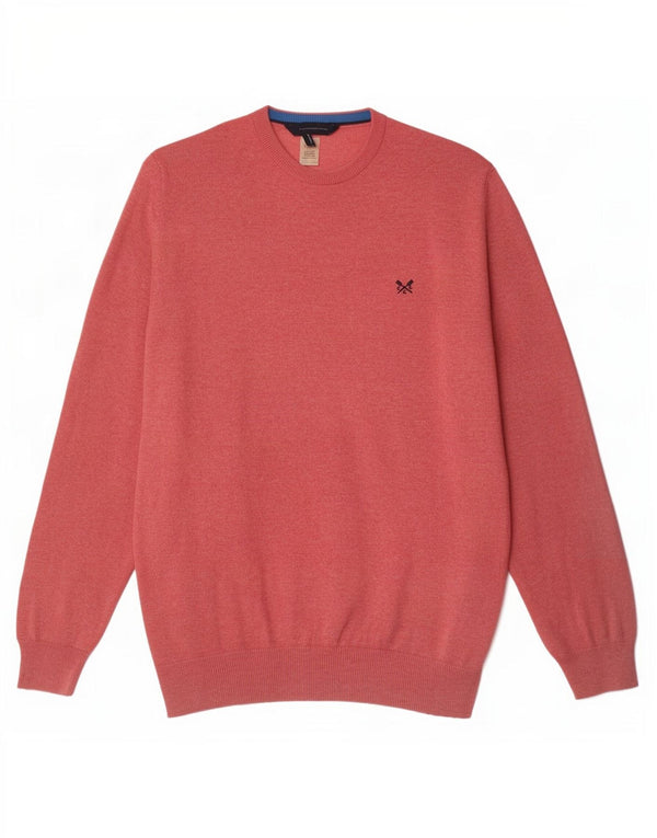 Crew Clothing Mens Crew Neck Jumper Sweater Large Pink Cotton
