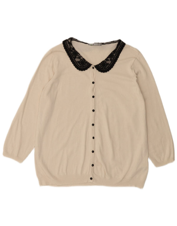 Marks & Spencer Womens 3/4 Sleeve Cardigan Sweater UK 18 XL Off White