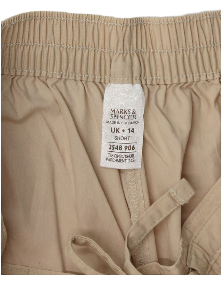Marks & Spencer Womens Cropped Trousers UK 14 Medium W28 L26 Beige