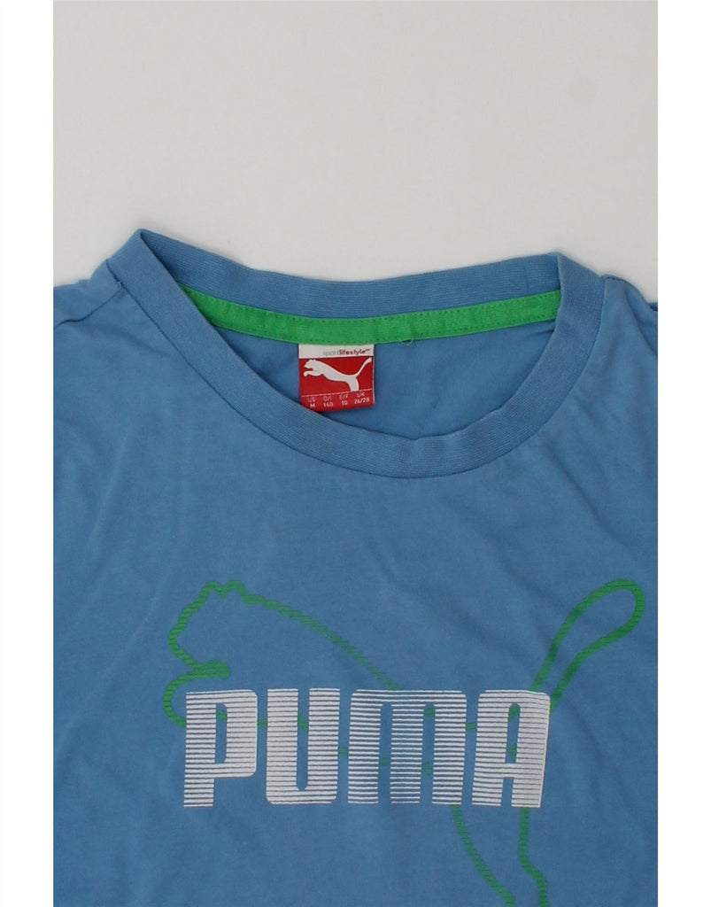 PUMA Boys Graphic T-Shirt Top 9-10 Years Blue Cotton | Vintage Puma | Thrift | Second-Hand Puma | Used Clothing | Messina Hembry 