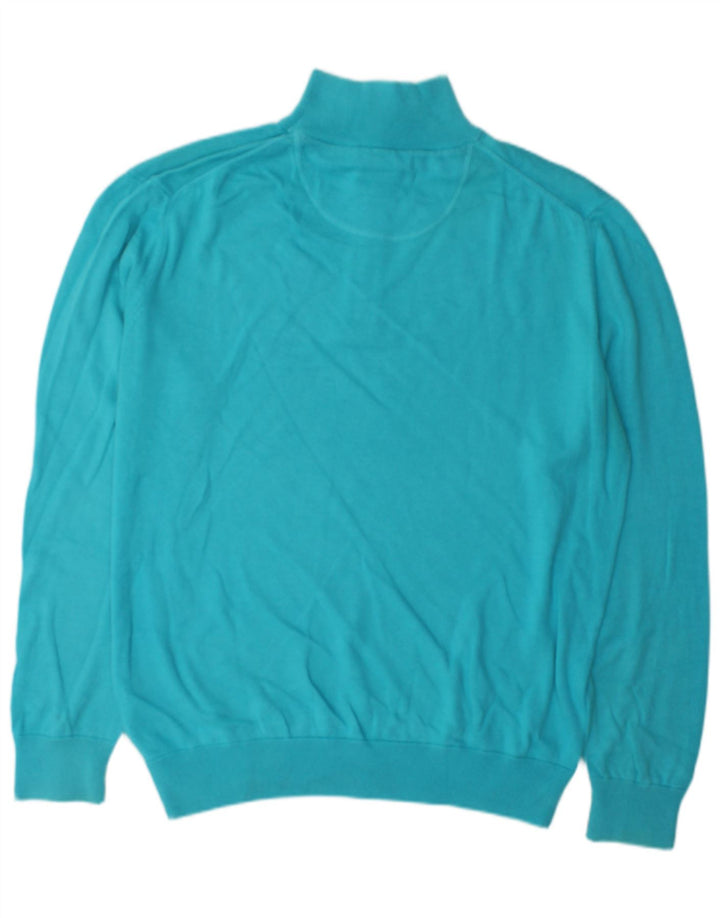 Gant Mens Zip Neck Jumper Sweater Large Blue Cotton