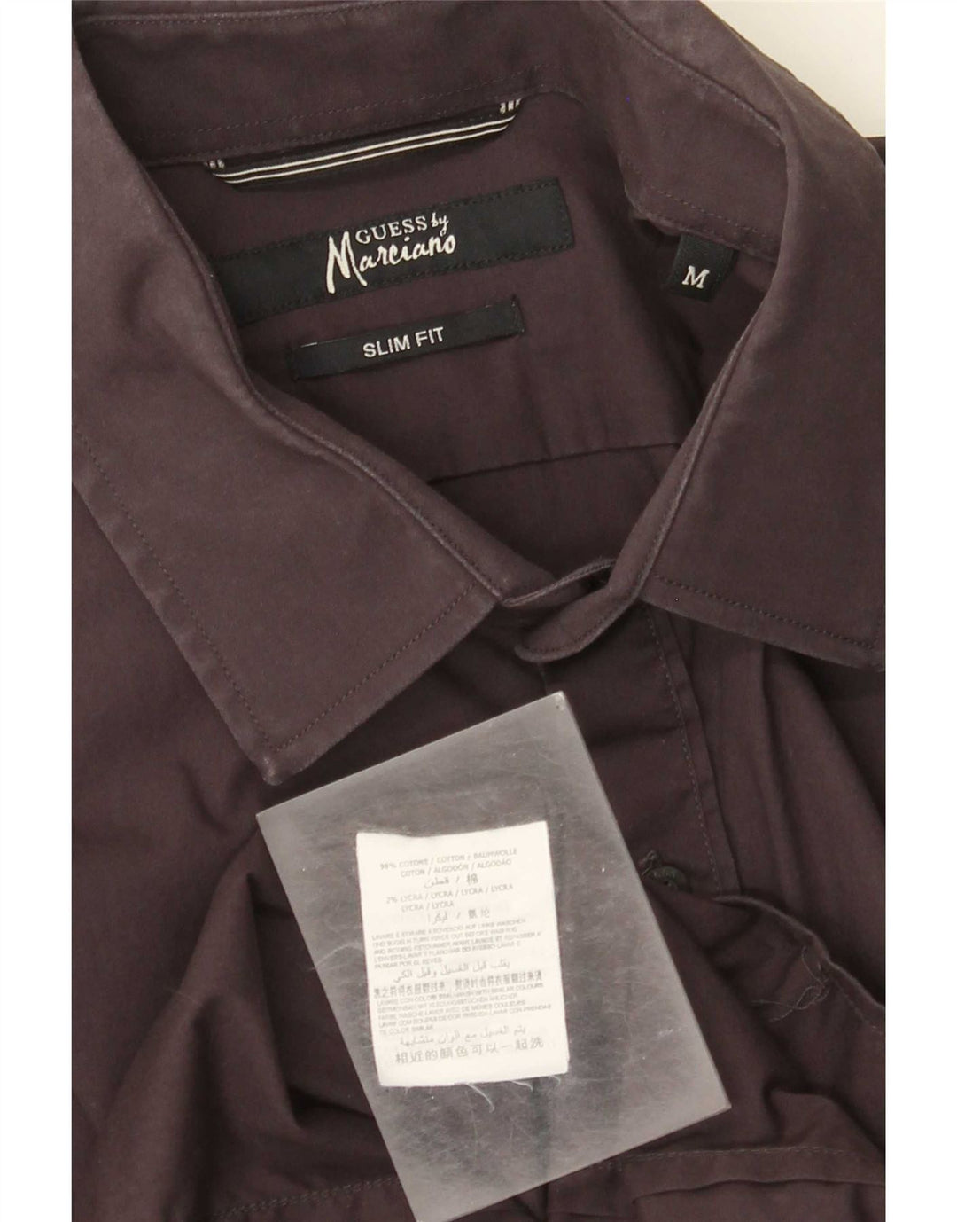 Guess By Marciano Mens Slim Fit Formal Shirt Medium Brown Cotton