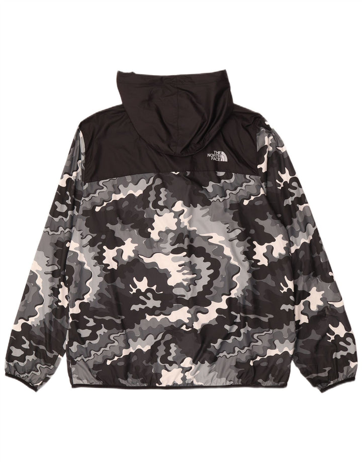 The North Face Mens Hooded Pullover Rain Jacket UK 42 XL Black Camouflage