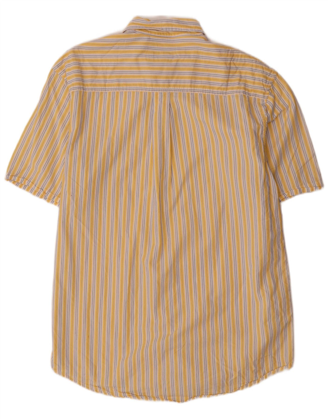 IZOD Mens Short Sleeve Shirt Medium Yellow Pinstripe Cotton