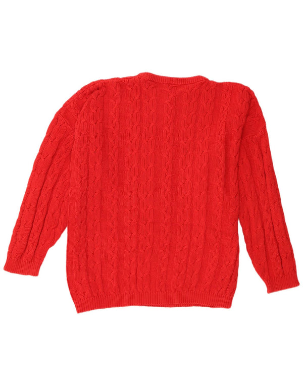Lecomte Womens Oversized Crew Neck Jumper Sweater UK 18 XL Red Cotton