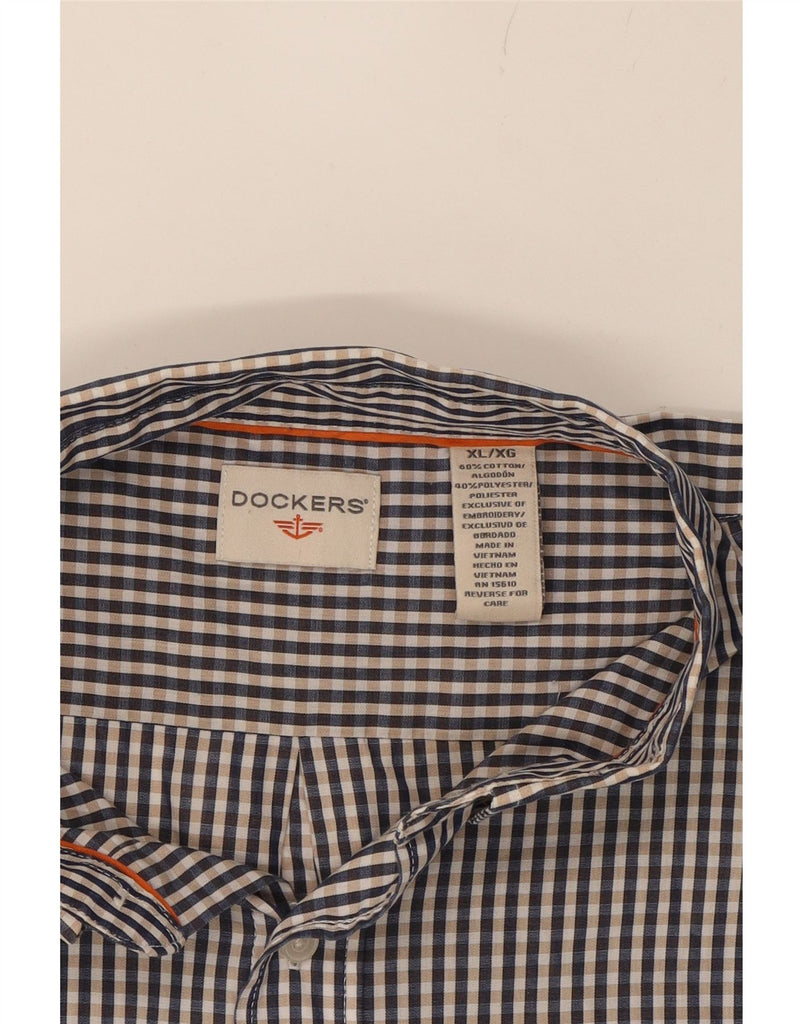 DOCKERS Mens Grant Fit Shirt XL Navy Blue Gingham Cotton Vintage Dockers and Second-Hand Dockers from Messina Hembry 