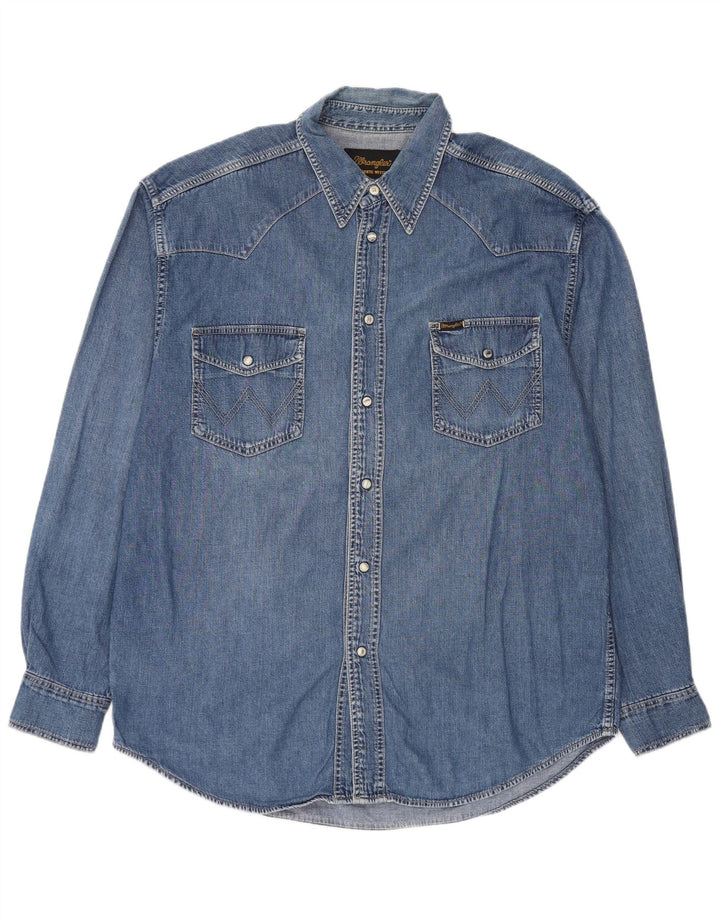 Wrangler Mens Denim Shirt XL Blue Cotton