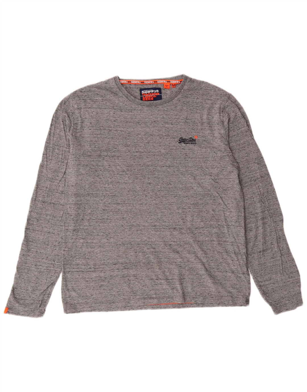 Superdry Mens Top Long Sleeve Medium Grey Flecked Cotton
