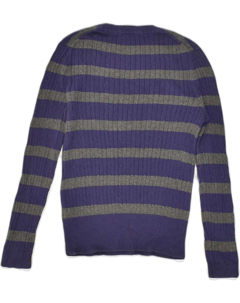 TOMMY HILFIGER Womens V-Neck Jumper Sweater UK 12 Medium Purple Striped | Vintage Tommy Hilfiger | Thrift | Second-Hand Tommy Hilfiger | Used Clothing | Messina Hembry 