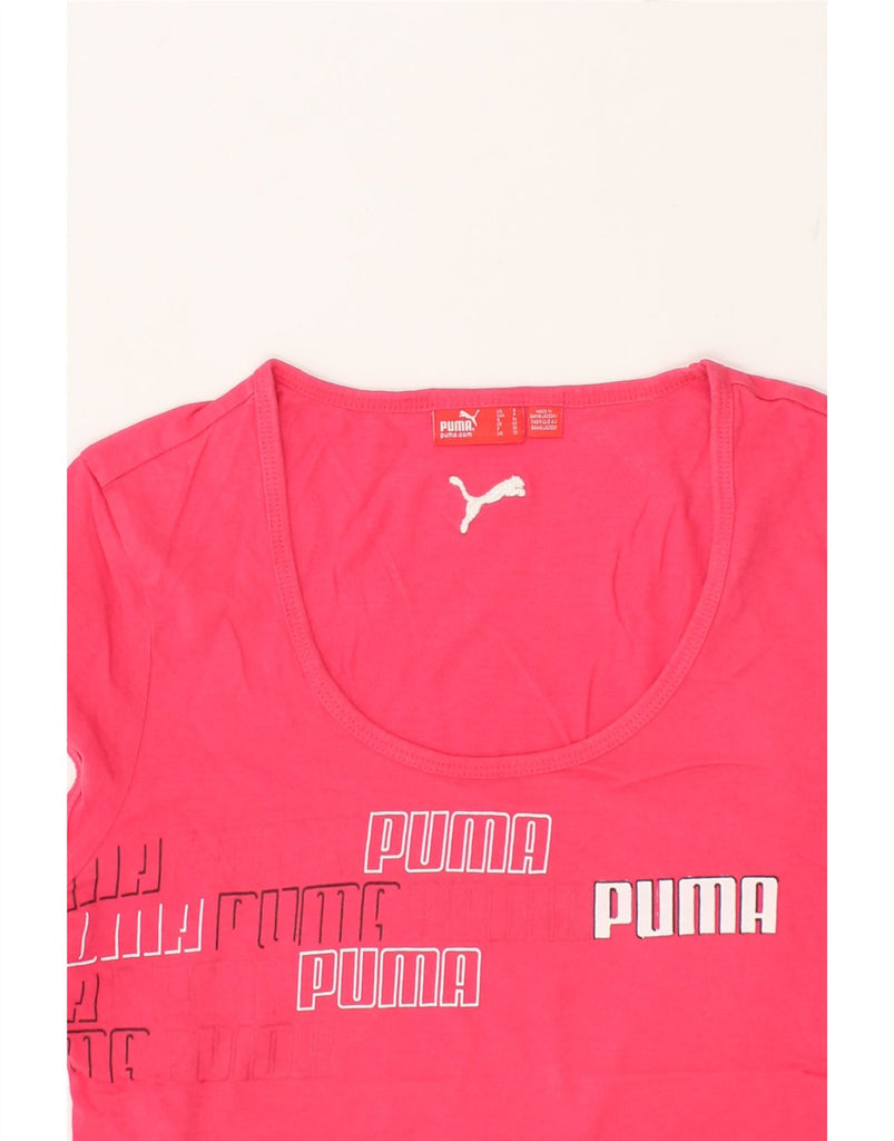 PUMA Womens Graphic T-Shirt Top UK 10 Small Pink Cotton | Vintage Puma | Thrift | Second-Hand Puma | Used Clothing | Messina Hembry 