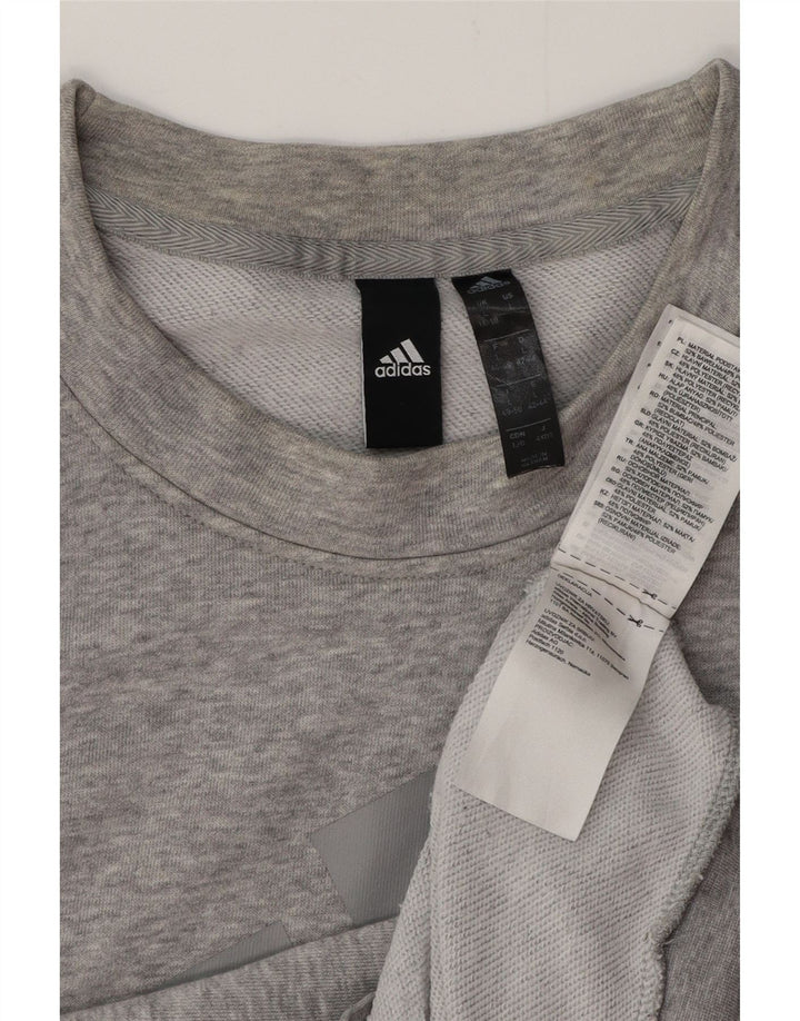 ADIDAS Womens Graphic Sweatshirt Jumper UK 14/16 Large Grey Cotton