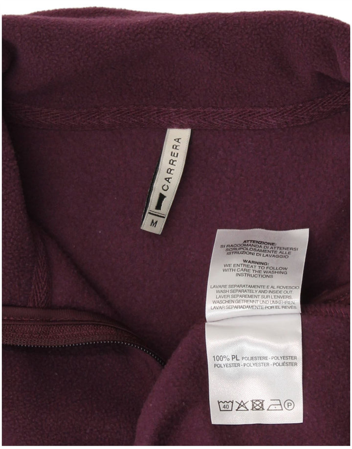 Carrera Womens Zip Neck Fleece Jumper UK 14 Medium Maroon Polyester