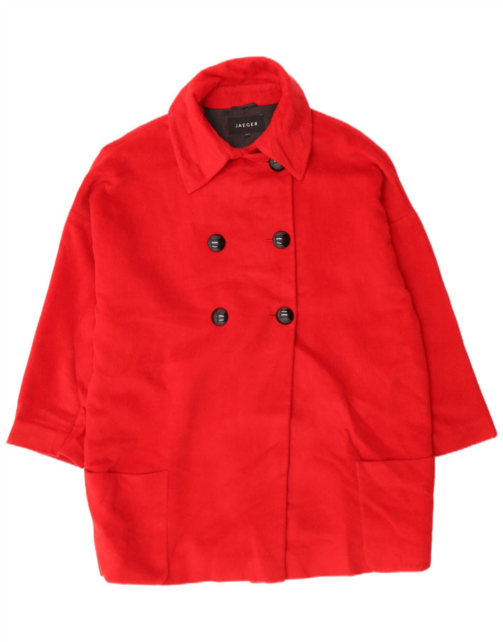 Jaeger Womens Oversized Double Breasted Coat UK 14 Large  Red Angora