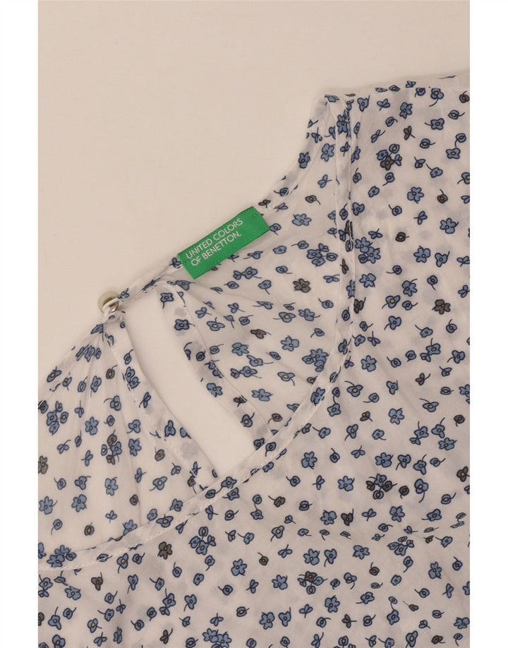 Benetton Womens Blouse Top UK 14 Large White Floral
