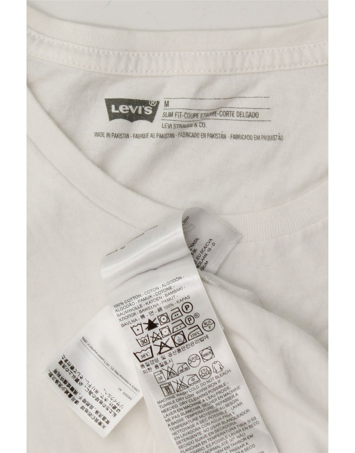 LEVI'S Mens Slim Fit T-Shirt Top Medium White Cotton