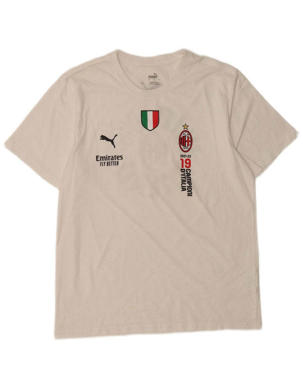 Puma Mens AC Milan Graphic T-Shirt Top Large White Cotton