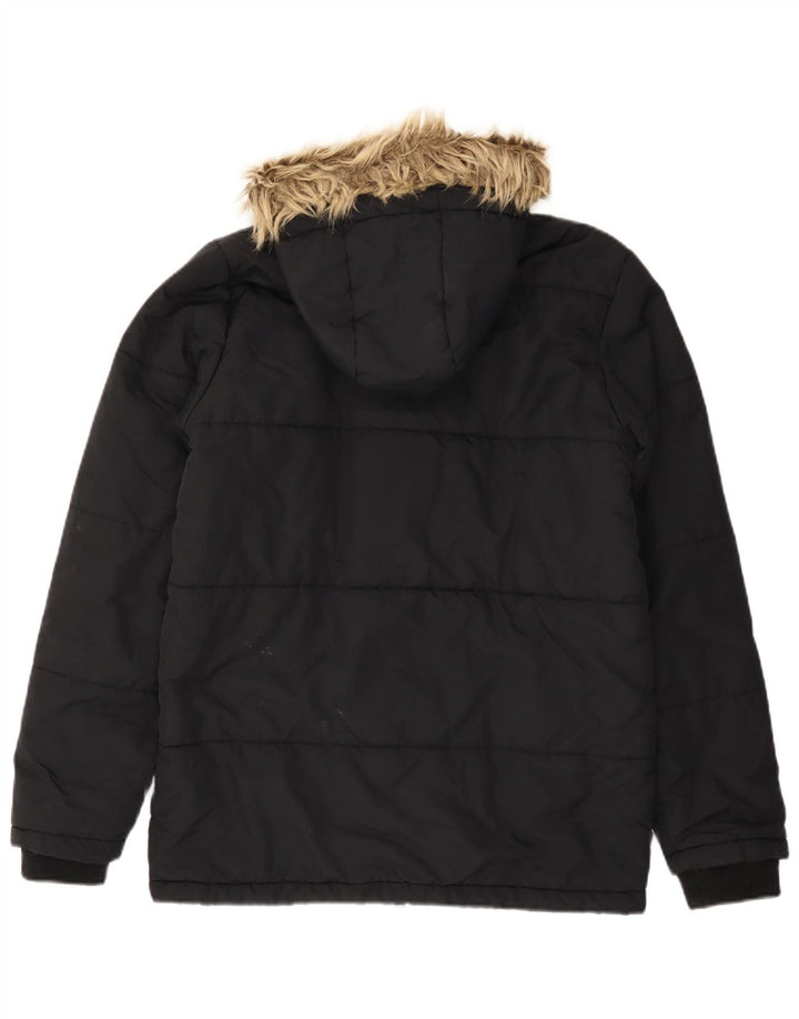 Lyle & Scott Boys Hooded Padded Jacket 14-15 Years Black Polyamide
