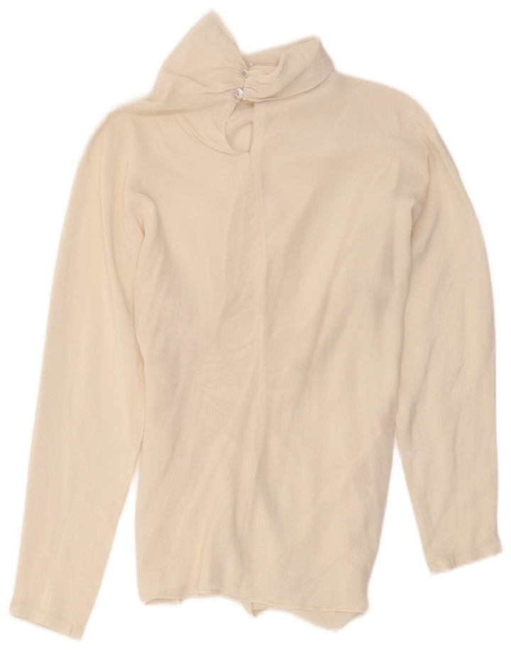 Pancaldi & B Womens Blouse Top UK 10 Small Off White Silk