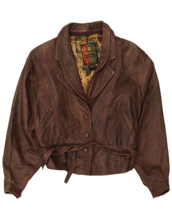 Movi Mento Womens Leather Jacket UK 18 XL Brown