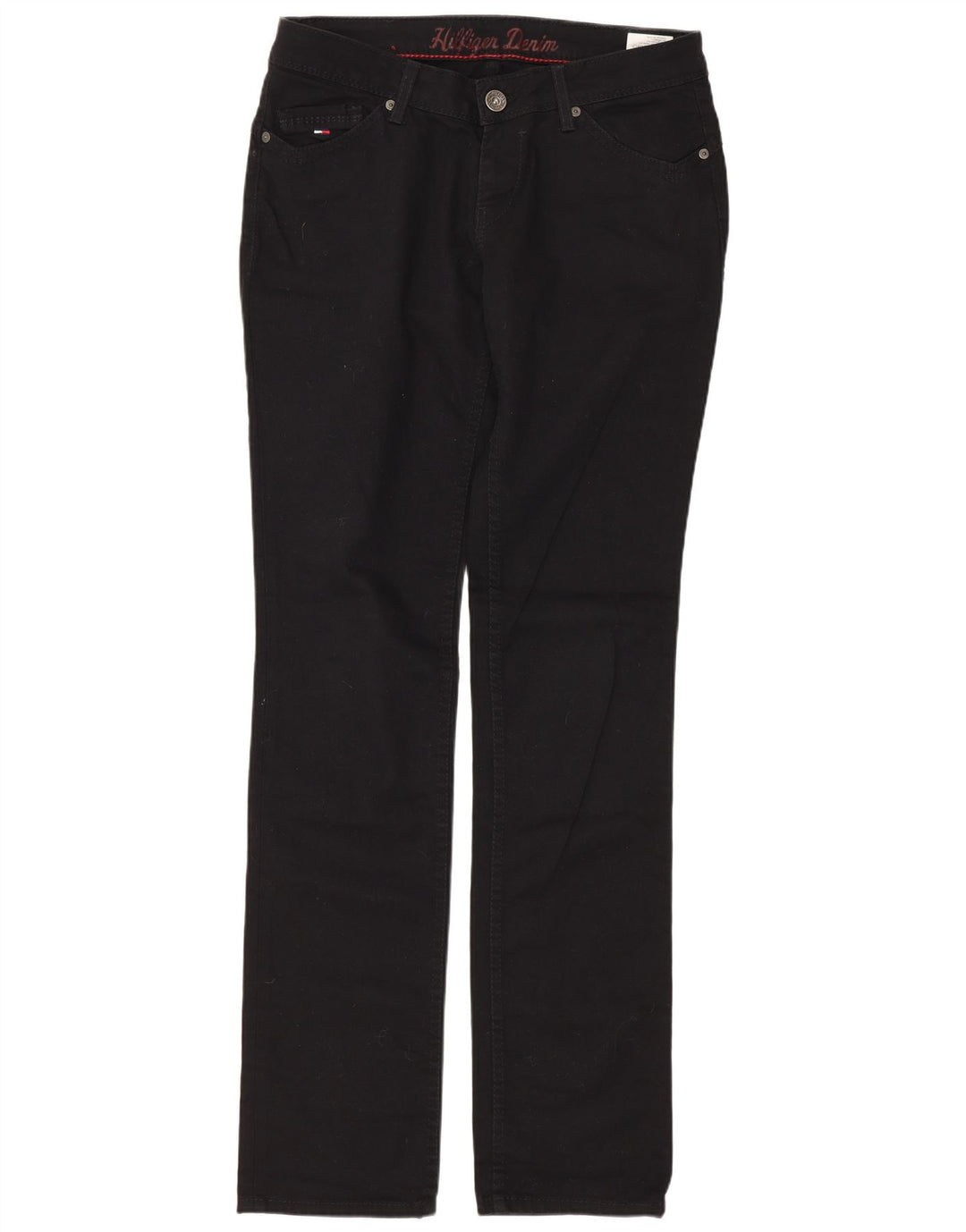 Tommy Hilfiger Womens Low Waist Casual Trousers W30 L34 Black Cotton