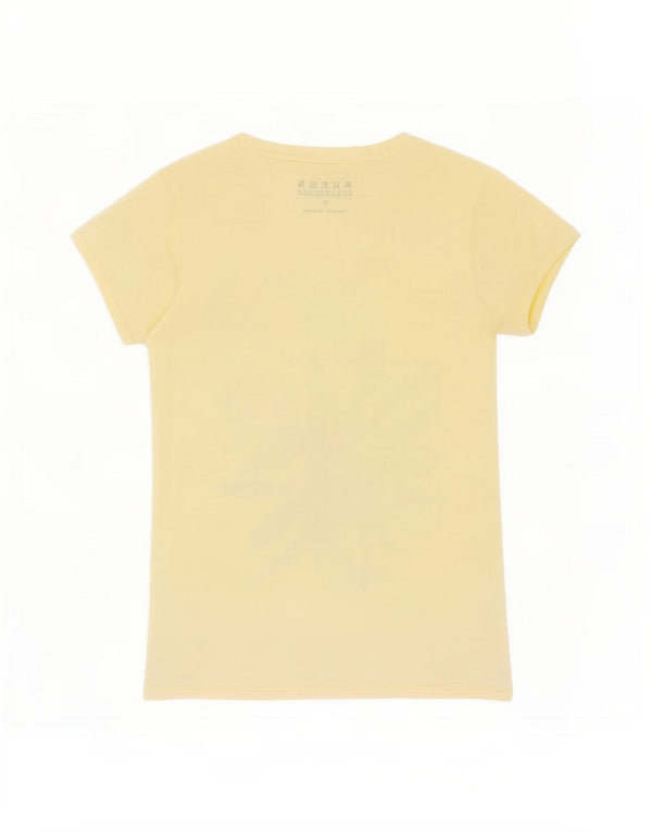Guess Womens Graphic T-Shirt Top UK 12 Medium Yellow