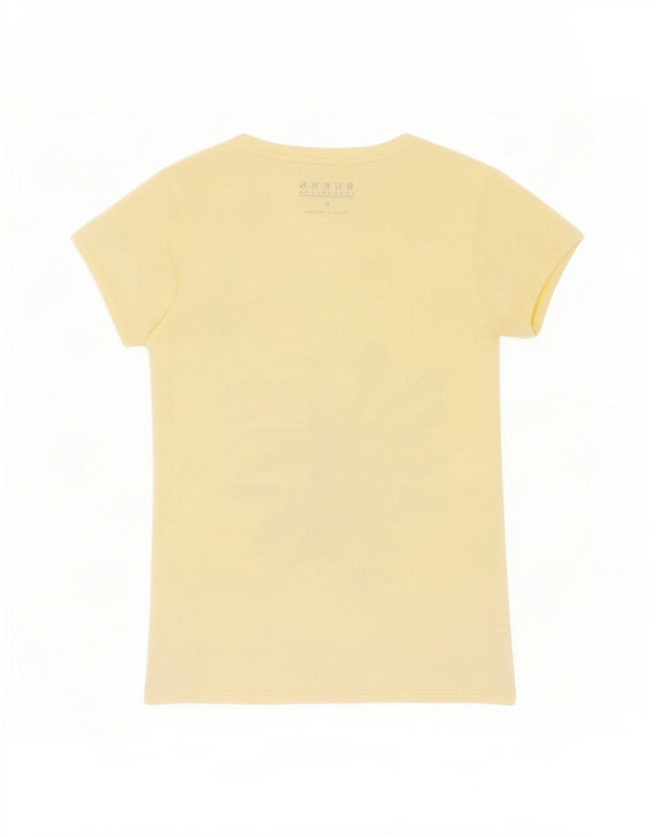 Guess Womens Graphic T-Shirt Top UK 12 Medium Yellow