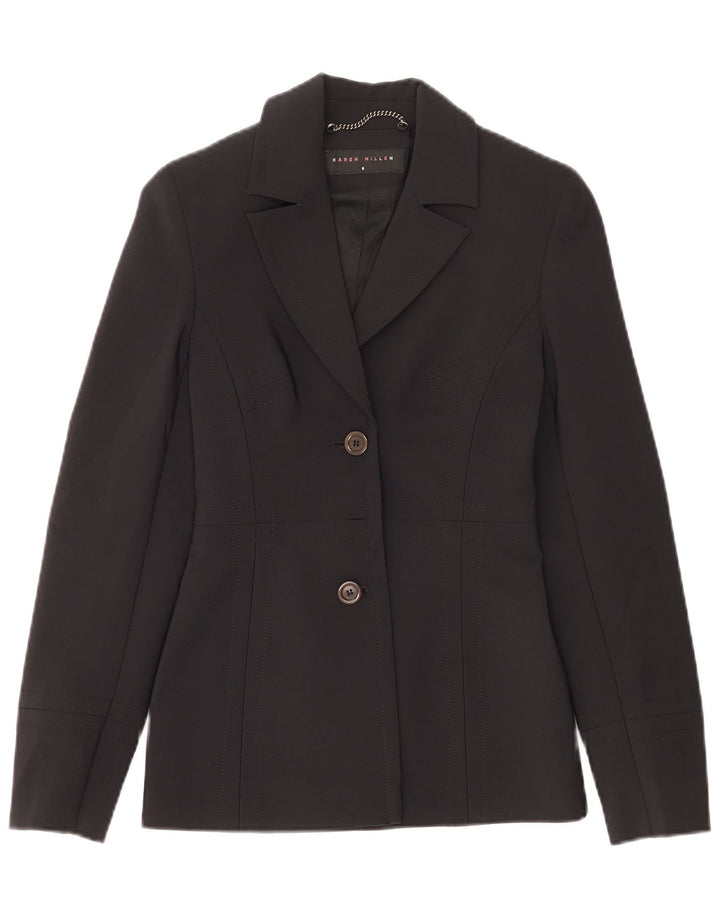 Karen Millen Womens 2 Button Blazer Jacket UK 8 Small Black Polyamide
