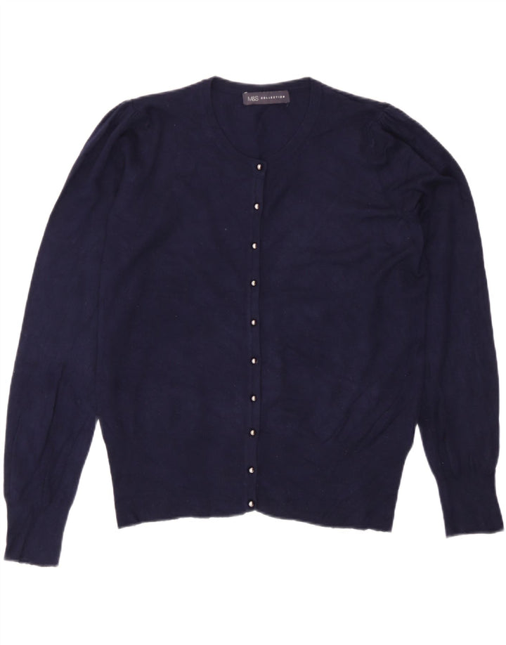 Marks & Spencer Womens Cardigan Sweater UK 12 Medium Navy Blue Viscose
