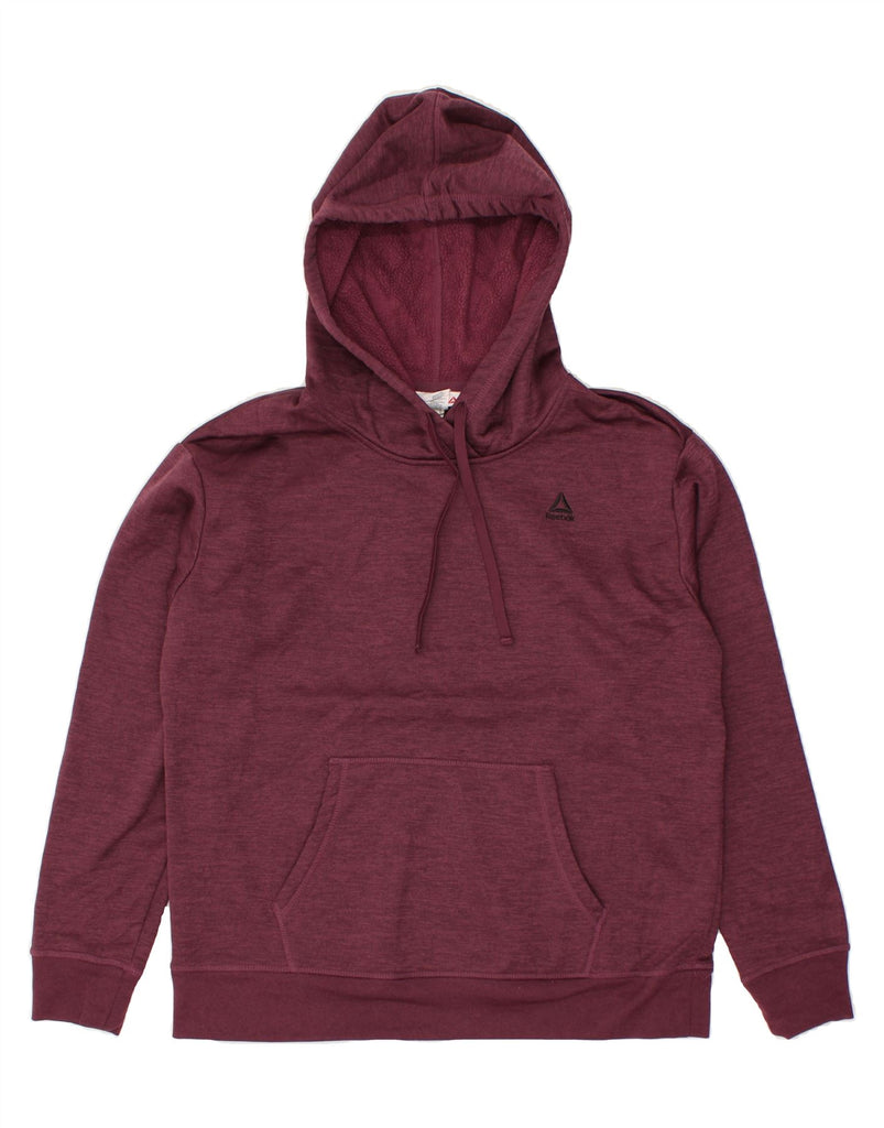 REEBOK Mens Hoodie Jumper Large Burgundy Polyester | Vintage Reebok | Thrift | Second-Hand Reebok | Used Clothing | Messina Hembry 