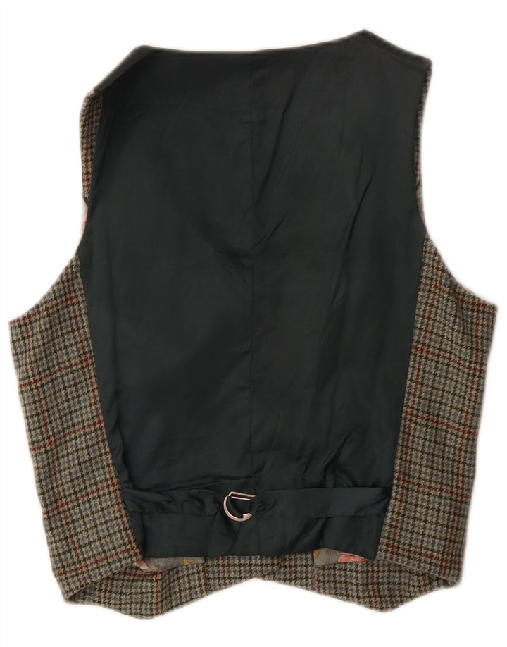 Jigsaw Womens Waistcoat UK 14 Medium Green Houndstooth Wool Classic