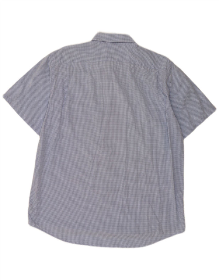 Lacoste Mens Short Sleeve Shirt Size 42 Large Blue Check Cotton