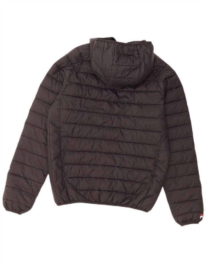 FILA Mens Hooded Padded Jacket UK 36 Small Black Nylon
