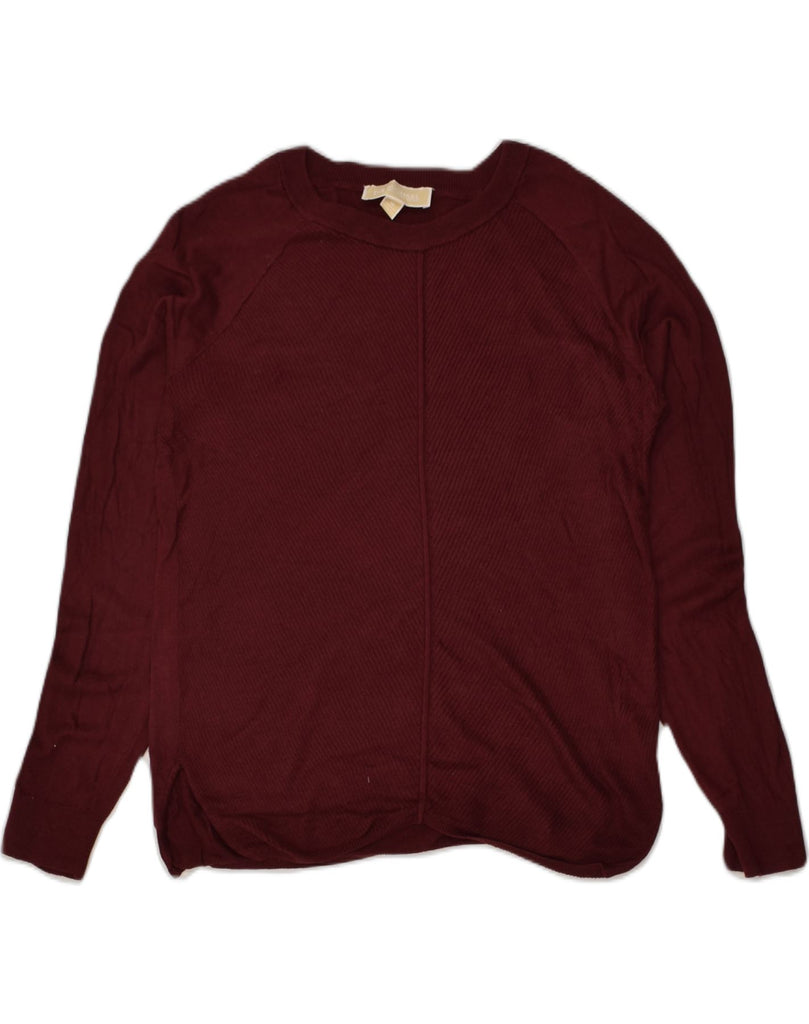 MICHAEL KORS Womens Boat Neck Jumper Sweater UK 14 Medium Burgundy Cotton | Vintage Michael Kors | Thrift | Second-Hand Michael Kors | Used Clothing | Messina Hembry 