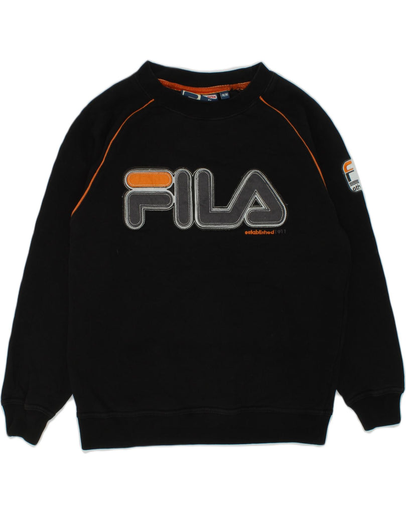 FILA Boys Graphic Sweatshirt Jumper 12-13 Years Medium Black Cotton | Vintage Fila | Thrift | Second-Hand Fila | Used Clothing | Messina Hembry 