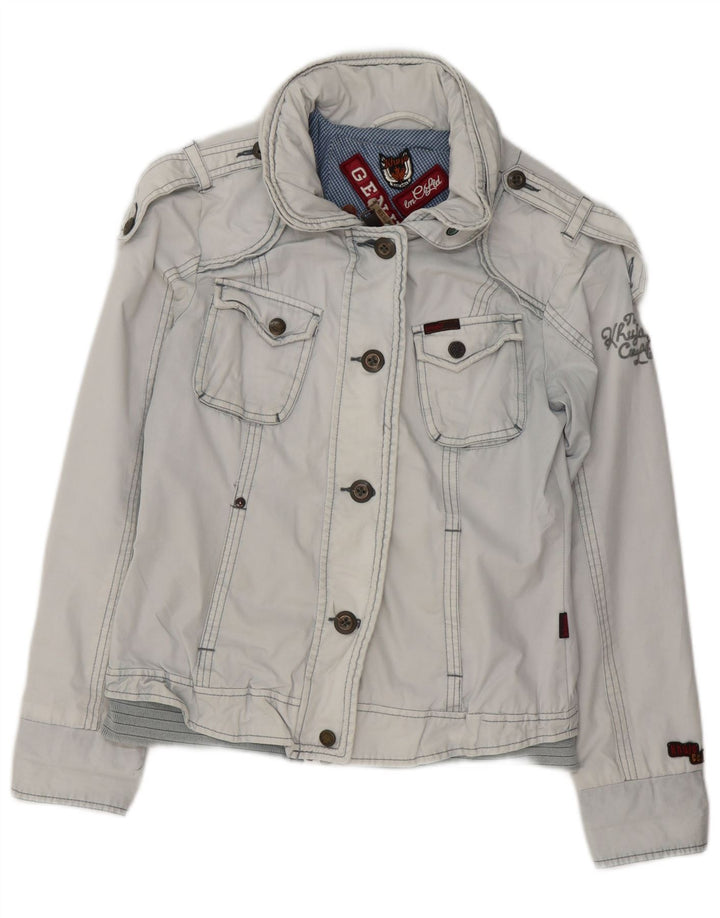 KHUJO Womens Military Utility Jacket UK 14 Large Blue Cotton
